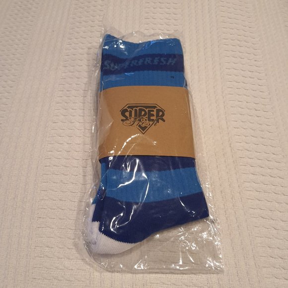 SuperFresh Blue Striped Socks NWT - Picture 1 of 1